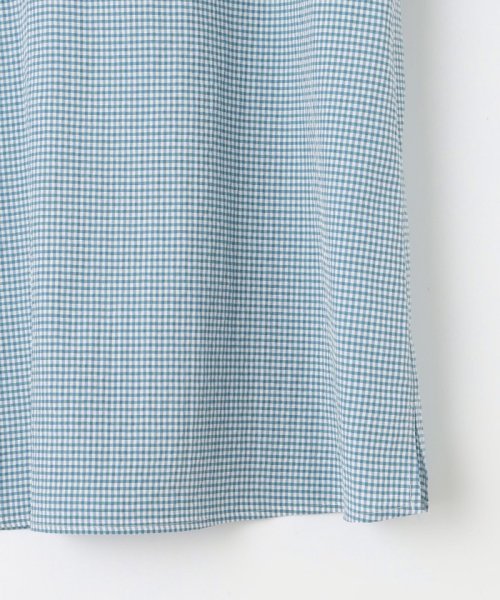 【洗える】アセVis ギンガム ボリュームスリーブ ブラウス 大きいサイズ 小さいサイズ