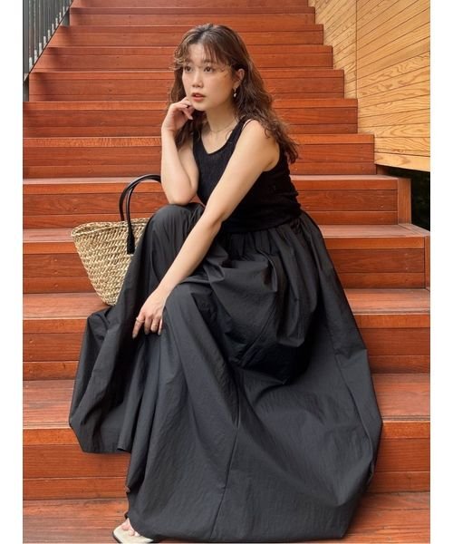 バックリボンカットコンビワンピース ベルテッド クレープ キャップスリーブ ドレス W1638610368(12650円)