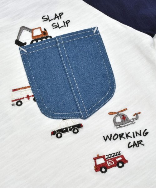 SLAP SLIP(スラップスリップ)/デニムポケット付きはたらくくるま刺しゅうラグランスリーブ半袖Tシャツ(80~12/img15