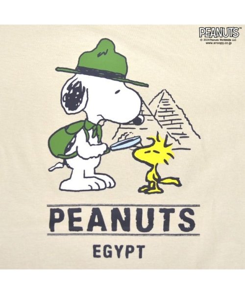  PEANUTS( ピーナッツ)/スヌーピー Tシャツ 半袖 トップス 旅行 旅 エジプト ウッドストック プリント SNOOPY PEANUTS チャコール LL/img03