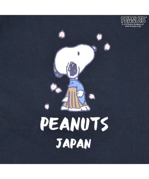 PEANUTS( ピーナッツ)/スヌーピー Tシャツ 半袖 トップス 旅行 旅 日本 ウッドストック プリント SNOOPY PEANUTS ネイビー LL/img03