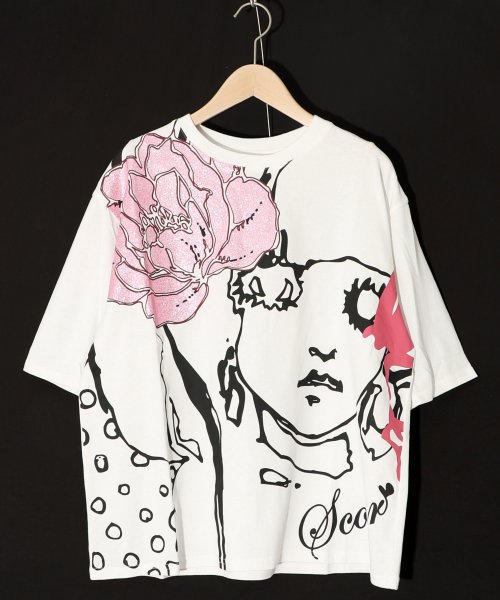 ScoLar(スカラー)/Re:花飾りをした女の子 ラメプリントTシャツ/img06