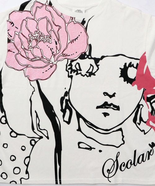 ScoLar(スカラー)/Re:花飾りをした女の子 ラメプリントTシャツ/img08
