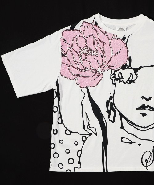 ScoLar(スカラー)/Re:花飾りをした女の子 ラメプリントTシャツ/img11