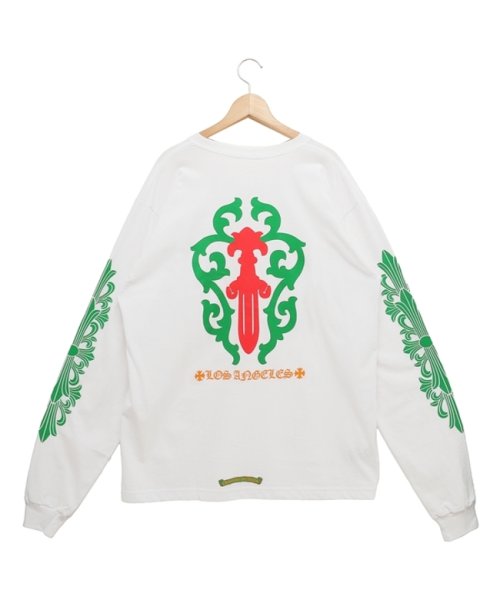 クロムハーツ Tシャツ カットソー ロンT ホワイト グリーン メンズ  