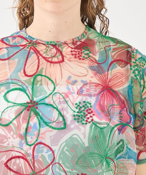 【WEB先行予約】ビーチガーデンプリント ランタンスリーブブラウス 