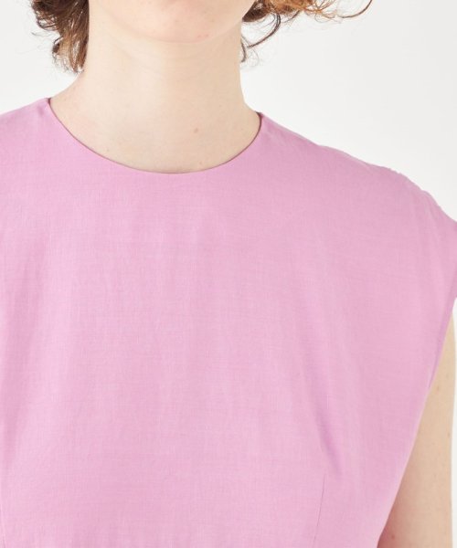 リネンコットンムーブ フレンチスリーブティアードワンピース 