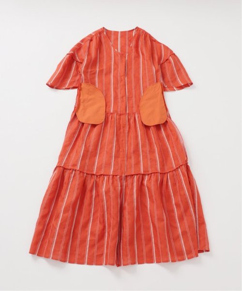 ドビーストライプリネンハーフスリーブワンピース SLOBE