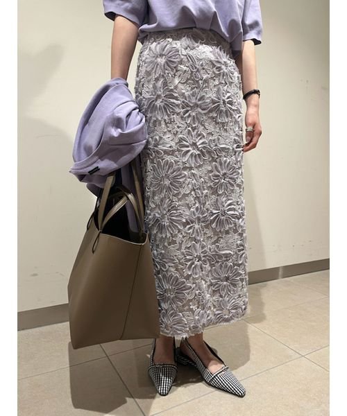 シアーモチーフファブリックストレートスカート 予めご了承ください