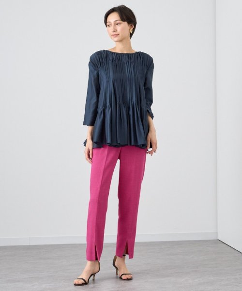 シアーオーガンジーマチフレア ブラウス ：model 168cm