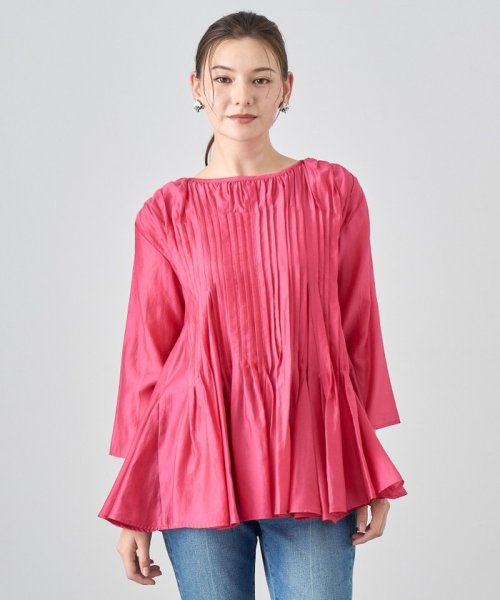 シアーオーガンジーマチフレア ブラウス ：model 168cm