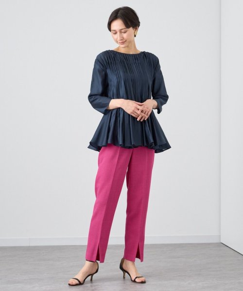 シアーオーガンジーマチフレア ブラウス ：model 168cm