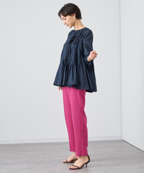 シアーオーガンジーマチフレア ブラウス ：model 168cm