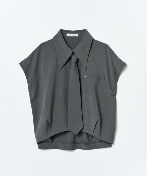 REDYAZEL(レディアゼル)/ラメストライプネクタイ付き半袖シャツ/img23