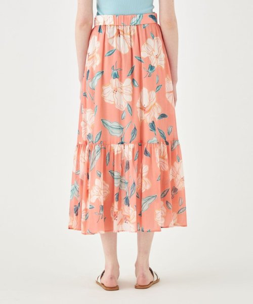 バチックフラワープリント ボリュームティアードスカート 