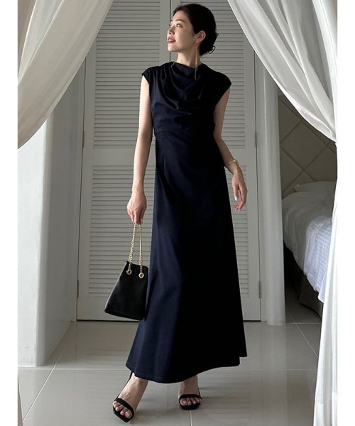 フロントドレープジャージーワンピース 着丈 バスト ウエスト ヒップ