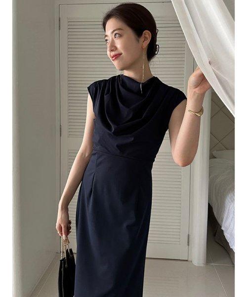 フロントドレープジャージーワンピース 着丈 バスト ウエスト ヒップ