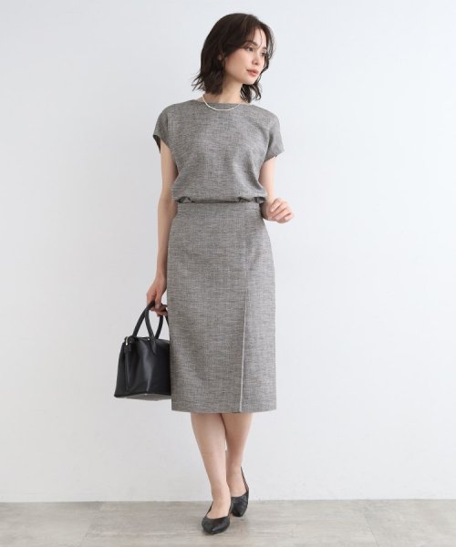 【洗える／日本製／SETUP可能】サマーツィード コンパクトブラウス 