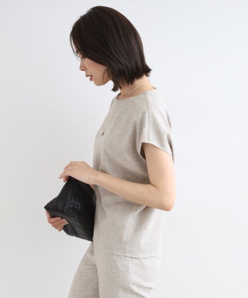 【洗える／日本製／SETUP可能】サマーツィード コンパクトブラウス 