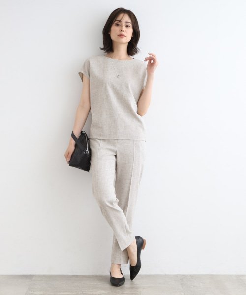 【洗える／日本製／SETUP可能】サマーツィード コンパクトブラウス 