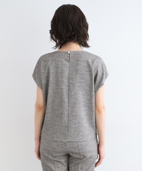 【洗える／日本製／SETUP可能】サマーツィード コンパクトブラウス 