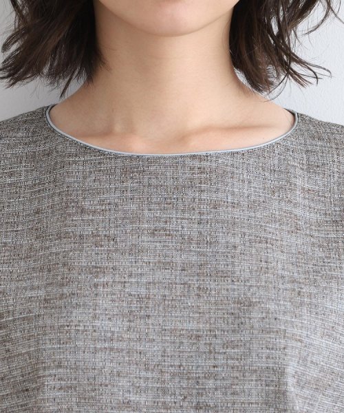 【洗える／日本製／SETUP可能】サマーツィード コンパクトブラウス 