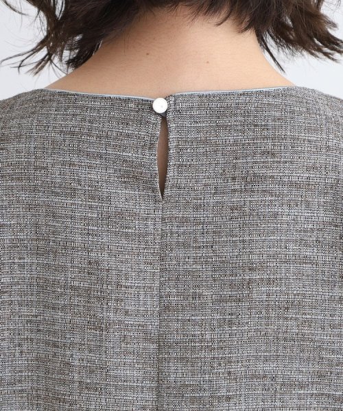 【洗える／日本製／SETUP可能】サマーツィード コンパクトブラウス 