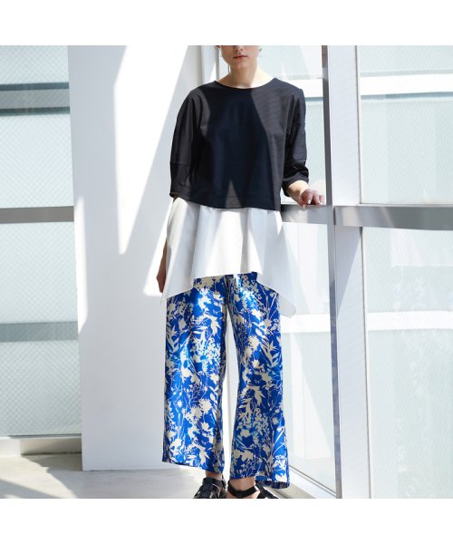 シルエットフラワーワイドパンツ 