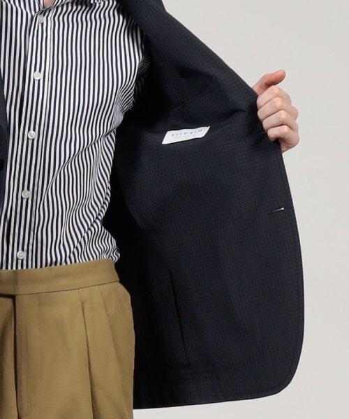 シルクコットンシアサッカー シングルブレステッド3Bジャケット 