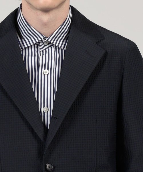 シルクコットンシアサッカー シングルブレステッド3Bジャケット 