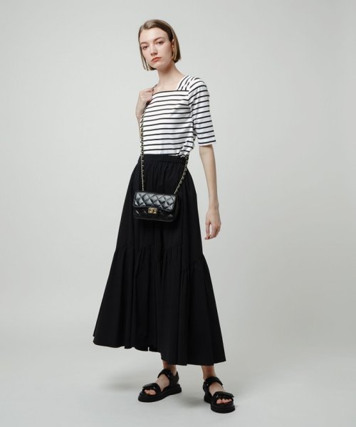 バイヤス切替ギャザースカート 手洗い可能です フィッティングモデル 詳細画像 165cm B73 W61 H85　着用サイズ：02