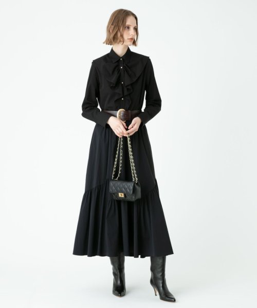 バイヤス切替ギャザースカート 手洗い可能です フィッティングモデル 詳細画像 165cm B73 W61 H85　着用サイズ：02