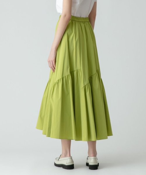 バイヤス切替ギャザースカート 手洗い可能です フィッティングモデル 詳細画像 165cm B73 W61 H85　着用サイズ：02