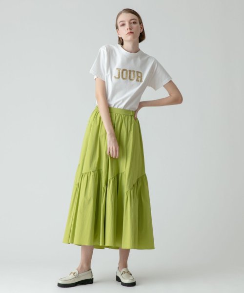 バイヤス切替ギャザースカート 手洗い可能です フィッティングモデル 詳細画像 165cm B73 W61 H85　着用サイズ：02