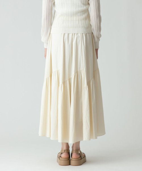 バイヤス切替ギャザースカート 手洗い可能です フィッティングモデル 詳細画像 165cm B73 W61 H85　着用サイズ：02