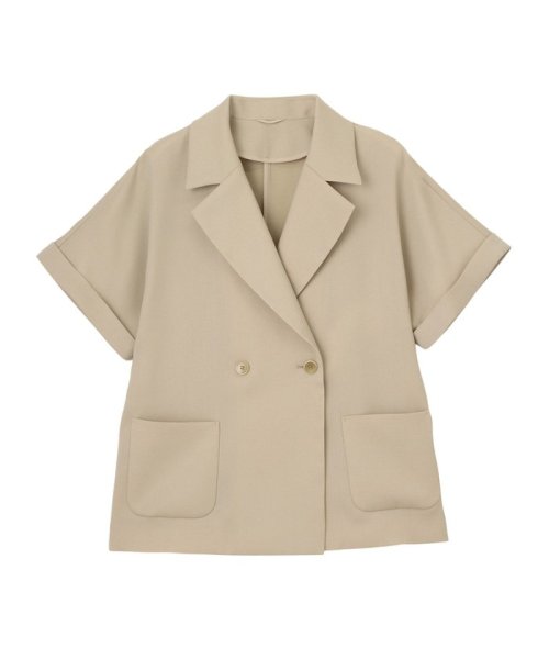 【セットアップ対応商品】ストレッチツイルフレンチスリーブジャケット なし ：model