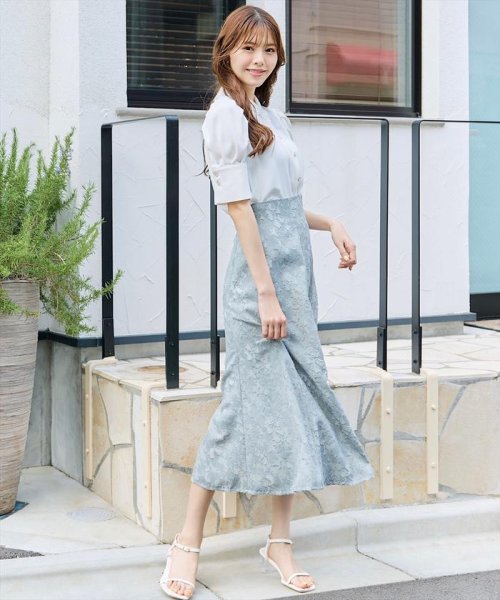 カットジャガード接ぎフレアスカート 