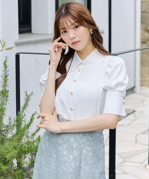 カットジャガード接ぎフレアスカート 