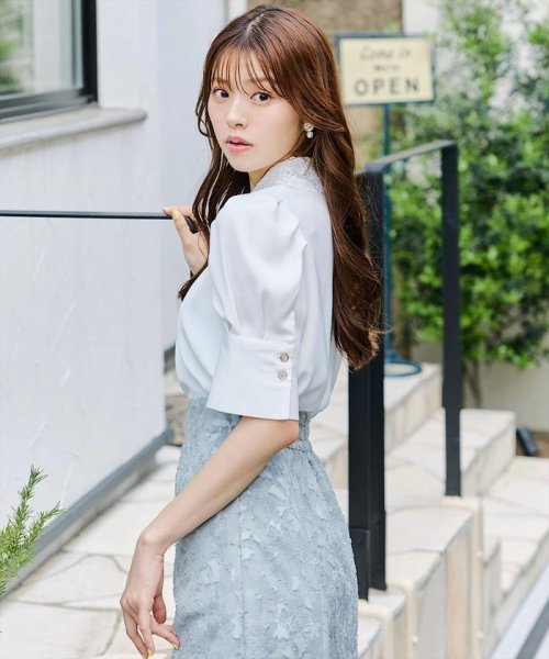 カットジャガード接ぎフレアスカート 