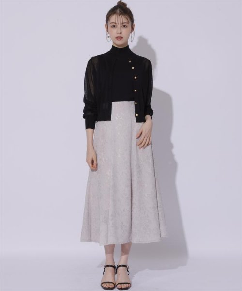 カットジャガード接ぎフレアスカート 