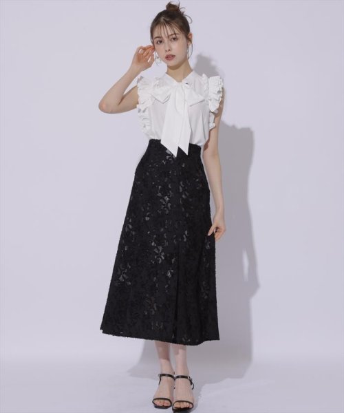 カットジャガード接ぎフレアスカート 