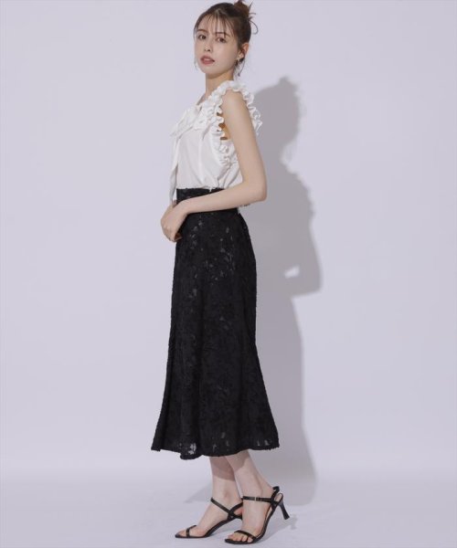 カットジャガード接ぎフレアスカート 