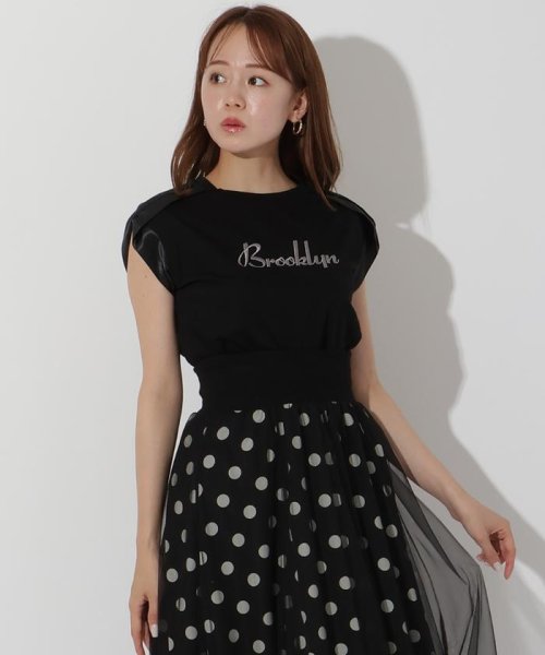 And Couture(アンドクチュール)/ロゴ刺しゅう肩サテンテープTシャツ/img12