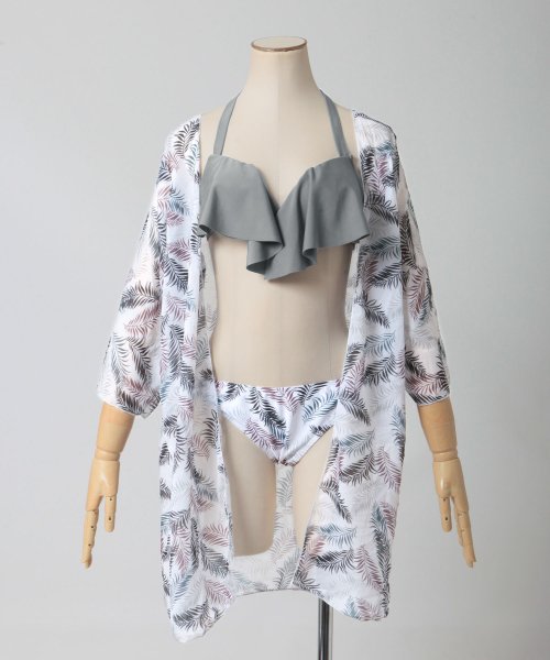 3点セット・リーフ柄ガウン付きビキニ・水着/24123 人気・おすすめ｜使いやすい・旅行におすすめ 品質保証 全国発送 正規品・日本国内発送・安心保証付き