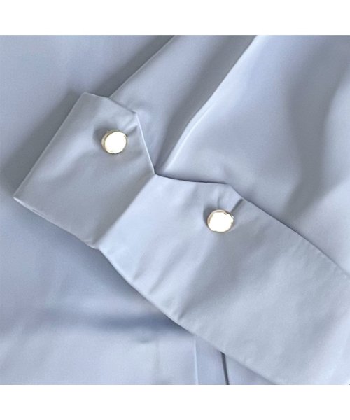Beststore(ベストストア)/トップスマットサテン シャツブラウス Vネック 半袖 きれいめ 白シャツ レギュラーシャツ スキッパーブラウス オフィス フリル オーバーサイズ カジュアル 韓/img10