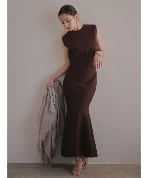 ウエストリブクロップドニットセットアップ 着丈 スカート トップス ポリエステル50% レーヨン33% バスト 肩幅 ウエスト ヒップ 89cm