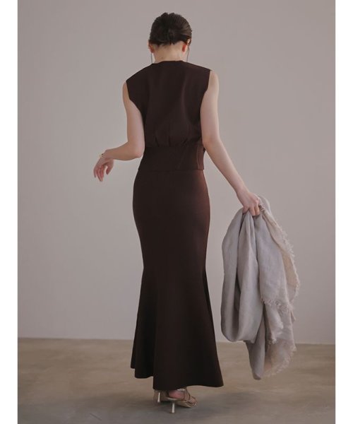 ウエストリブクロップドニットセットアップ 着丈 スカート トップス ポリエステル50% レーヨン33% バスト 肩幅 ウエスト ヒップ 89cm