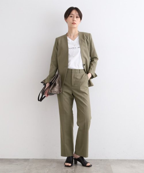 【定番スーツ／ウール混】無地ストレートパンツ ビジネス・フォーマル スーツパンツ T1373193879(10450円)