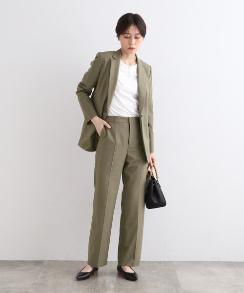 【定番スーツ／ウール混】無地ストレートパンツ ビジネス・フォーマル スーツパンツ T1373193879(10450円)