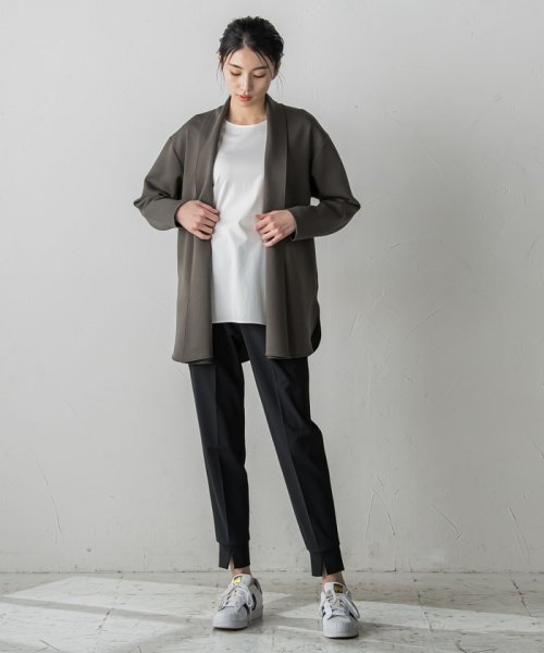 【大きいサイズ】裾スリットジョガーパンツ≪洗濯機で洗える/紫外線防止≫ 身長